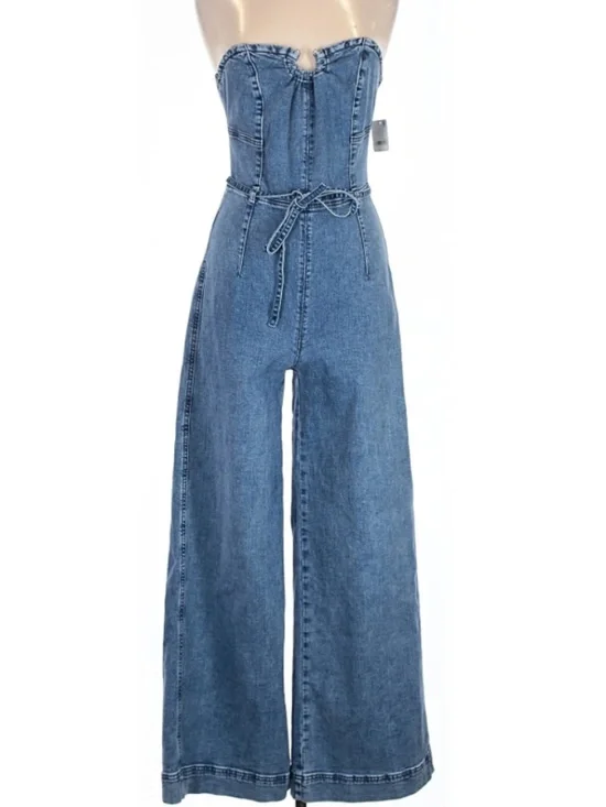 We The Free CRVY Femme Fatale Denim Jumpsuit Blue 6 NWT - Picture 2 of 5